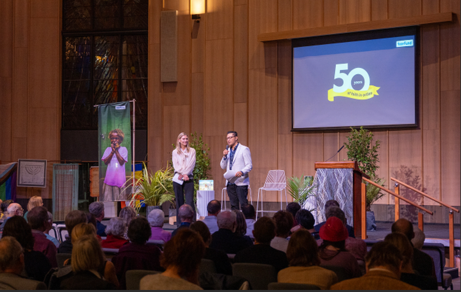 Supporters gather in Christchurch for one of Tearfund's 50th Celebration events. Supporters gather in Christchurch for one of Tearfund's 50th Celebration events.