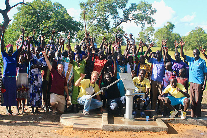 Waralel community and CHE partners celebrating the opening of their borehole. Waralel community and CHE partners celebrating the opening of their borehole.