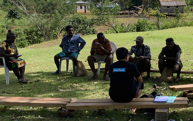 Tearfund staff (Jeevan) interviewing with the communities