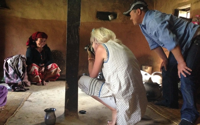 Nikki Denholm taking photos of Setimaya in Nepal