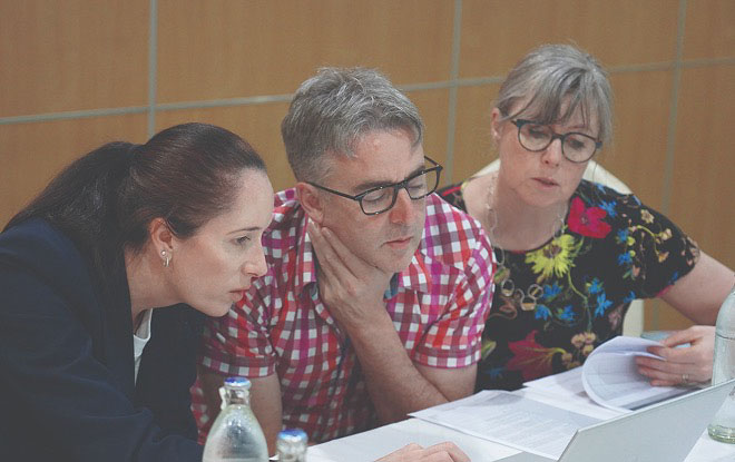 Supporters Shirley Reynolds and Peter and Kate McKenzie-Bridle join an anti-trafficking lab in Thailand.